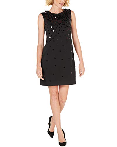 Alfani Womens Scuba Knee-Length Shift Dress Black 4