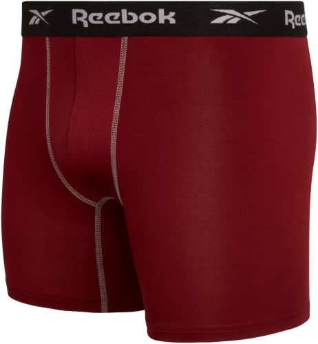 Reebok Men's Boxer Briefs - 4 Pack Performance Stretch Brief Underwear - Quick Dry Moisture Wicking Boxers for Men,Sizes:S-XL, Size Small, Black/Blue/Black/Red4