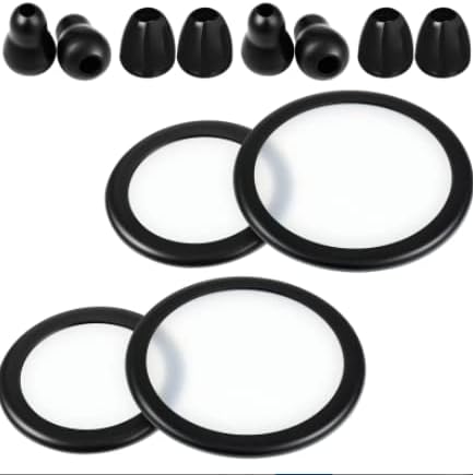 2 Sets Adult and Pediatric Stethoscope Replacement Parts - Diaphragms & Silicone Ear Tips - Black