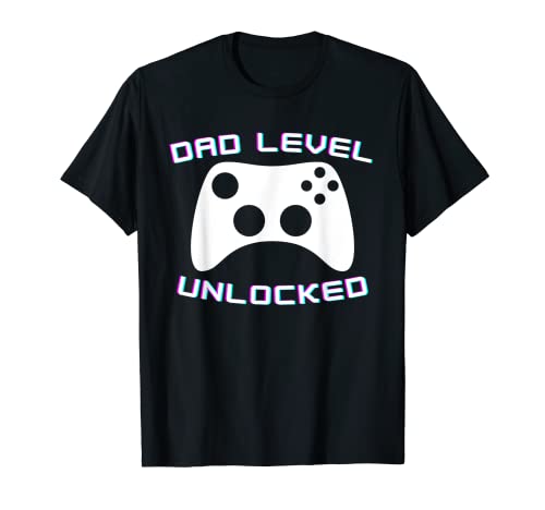 Herren Dad Level Unlocked Gamer Soon To Be Father T-Shirt