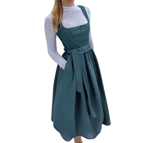 Trachtenweste,Trachtenkleid Dirndlkleid Trachtenmode Midi Bayerisches Dirndl Kleid für Damen Lang Wiesn Outfit Elegant Retro Kleider Festlich für...