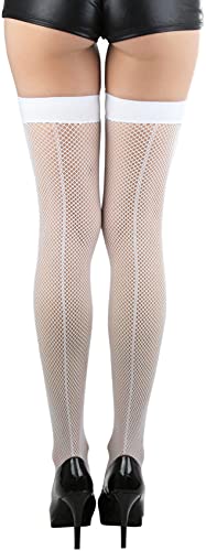 Image of ToBeInStyle Women's Fine Classic Fishnet Thigh High Stretch Nylon Novelty Stockings
