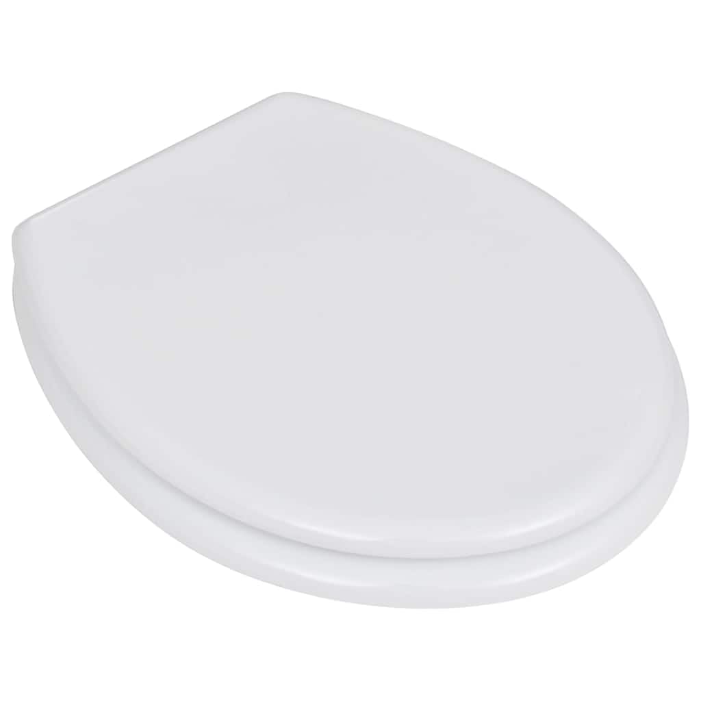 Sedile WC in MDF Bianco con Coperchio, Cardini Regolabili 12-20 cm