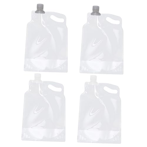 KICHOUSE 4Pcs Portable Transparent Water Bags Collapsible Safe Water Jugs for Camping and Hiking for and Travel Random Color