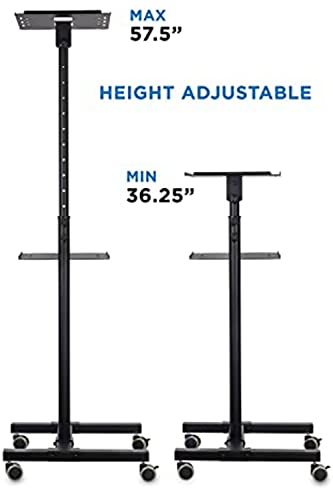 Image of Projector & Laptop Height Adjustable Trolley Mobile Projection Stand Black