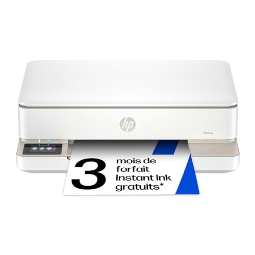 HP Envy 6120e, Imprimante Multifonction, Jet d'encre, A4, Couleur, Impression Recto Verso Automatique, Jusqu'à 10 ppm, Wi-FI, Smart, 3 Mois de Forfait Instant Ink Gratuit, Blanche