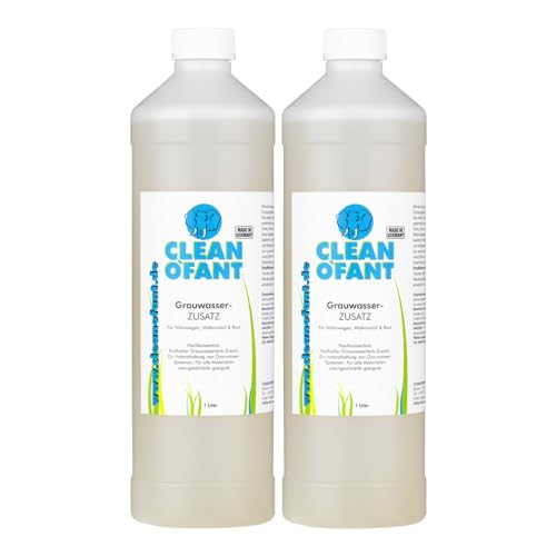 CLEANOFANT Grauwassertank Zusatz | 2 x 1 Liter Hochkonzentrat | für Wohnwagen, Wohnmobil, Camping, Boot