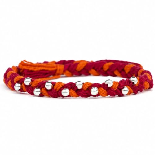 Image of Meenakari Pure 925 Sterling Silver Bead Rakhi set with Roli Chawal and Rakshabandhan Greeting Card For Brother /Men /Unisex