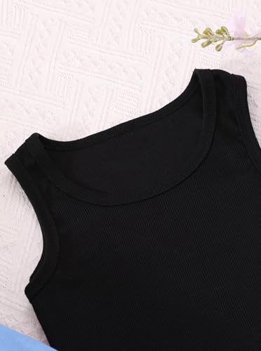 Hilinker Girls Graphic 3 Piece Outfits Workout Crop Hoodie Ribbed Tank and Sweatpants Set4