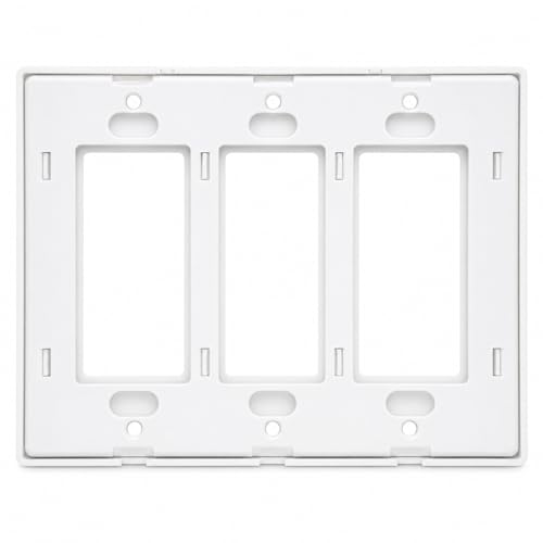 Placa de pared sin tornillos de 3 bandas para interruptor, color blanco, pack de 10 unidades 8
