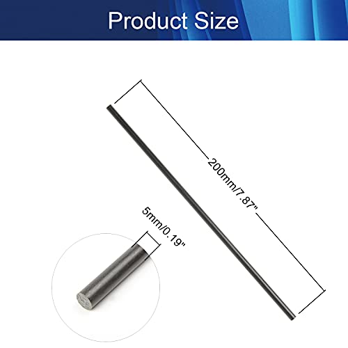 Image of Jutagoss Carbon Fiber Rod 5mm Craft Matte Pole Length 200mm 7.8 Inch Round Carbon Fiber Wing Tube for RC Airplane DIY Craft 5Pcs