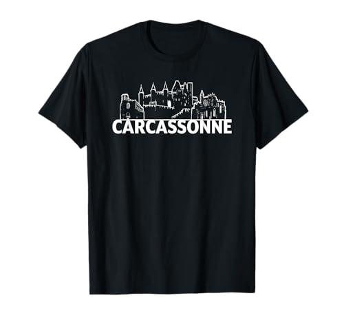 Carcassonne Francia City Skyline Silhouette Sketch Camiseta