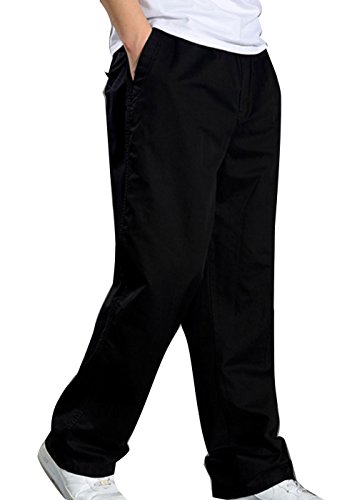 Men's Twill Loose Fit Lightweight Drawstring Full Elastic Waist Pull On Cargo Pants