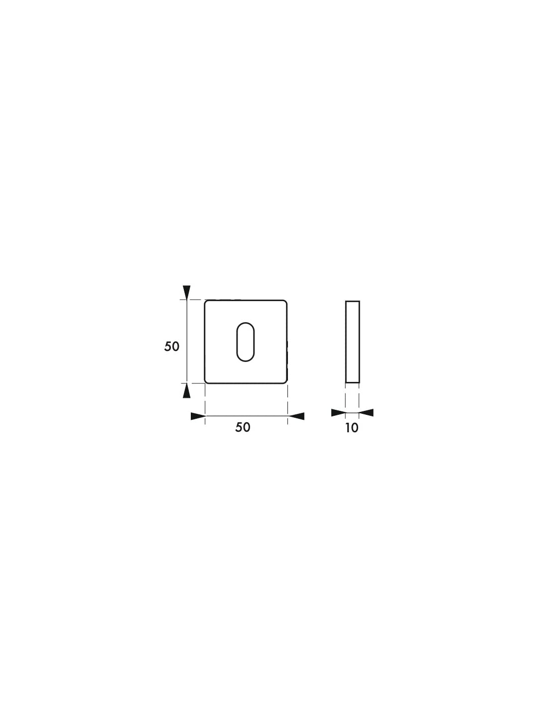 Coppia borchie, rosetta quadrata Veles 50X50 foro per chiave, argento - THIRARD