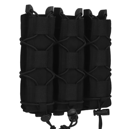 GYDEHUTJ Triple Extended MP5 MP7 Mag Pouch, Molle Long 9mm Tactical Magazine Holster Quick Pull Flashlight Holder Belt Vest Mount