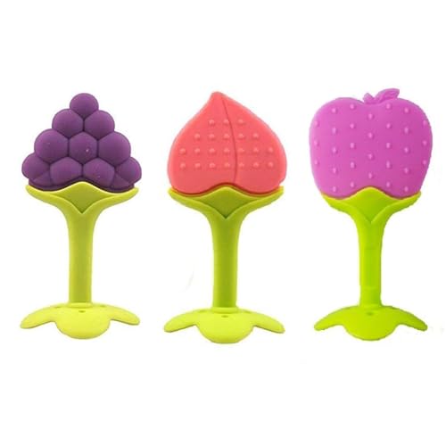 Image of BabyGo Silicone Fruit Food Nibbler & Infant Teether Set | BPA-Free Pacifier Feeder with Soft Nipple Gum Soother, Baby Chew Toy for Teething Relief & Oral Development (Pack of 2, Multicolor)