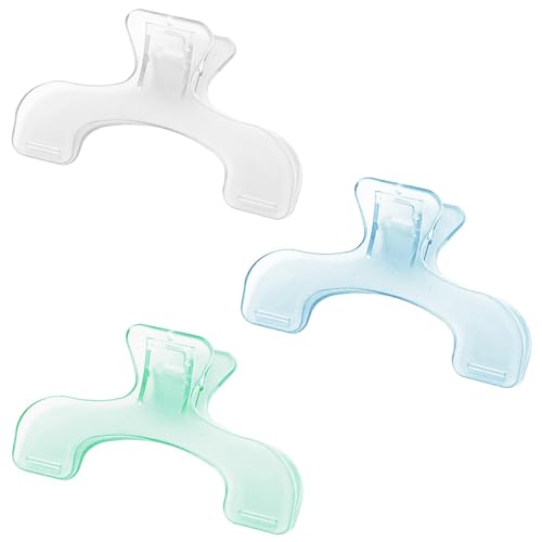 うかんむりクリップ 3個セット 透明 クリップ 教科書 開いたまま 固定 本 文具 事務用品 使いやすい 耐久性 おしゃれ プラスチック製 ペーパー 文書 書類用 学生 家庭 学校 オフィス用品 (透過性3色)