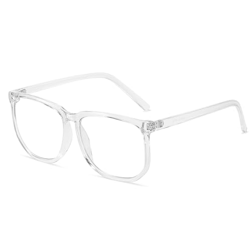 Image of TR90 Oversized Blue Light Blocking Glasses Men Women Ultralight Nerd Square Computer Games Black Large Eyewear