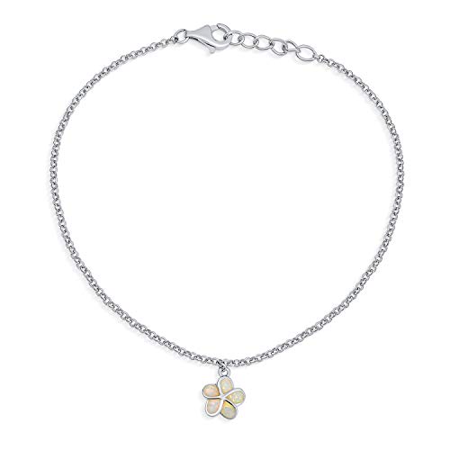 Colgante flor hawaiana ópalo blanco plata de ley 925 joya mujer piedra octubre