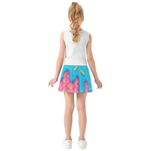 Joisal Tennis Skirts for Kids Pink Waffle Blue Colorful Sprinkles Athletic Shorts for Girls Skorts Cute Comfy School 4t4