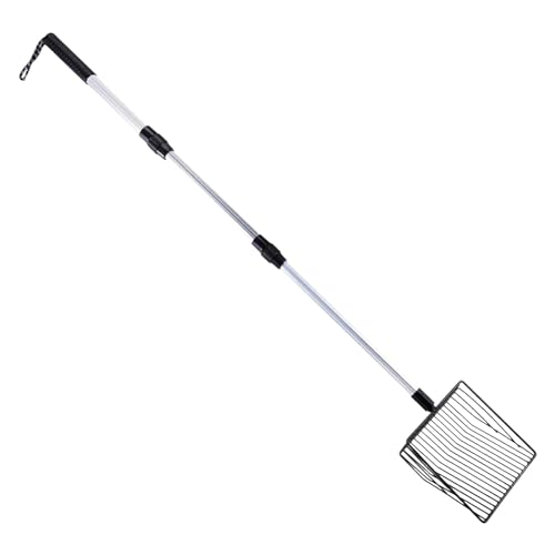 Samuliy Cuchara de arena hueca de aleación de aluminio con mango largo ajustable, pala de arena para gatos, pala desmontable para tamizar excrementos