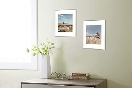 Frametory, 11X14 Aluminum Frame, 8X10 Photo With Ivory Mat For Wall Display, Sawtooth Hanger, Swivel Tabs, Spring Clips Great For Photos, Artworks, Posters (Silver, 1-Pack) #TOP4