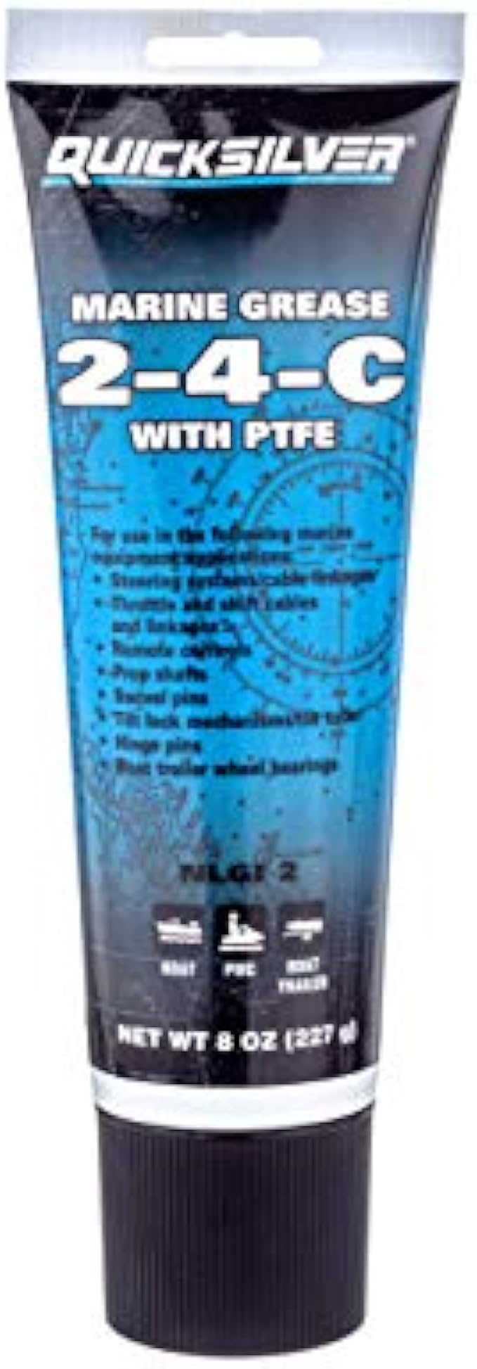 Quicksilver 802859Q1 2-4-C Marine Grease with Teflon, Multi-Purpose Marine Lubricant – 8 oz. Tube