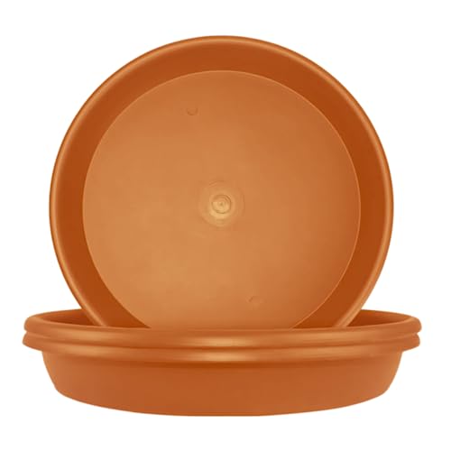 Elly Décor Set Of 3 10" Modern, Resistant,Plates For Indoor Or Outdoor Areas Durable Plastic Planter Saucer, Terracotta #TOP16