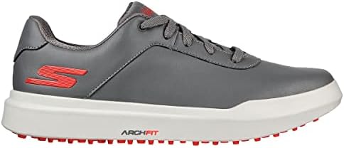 Skechers Men's Drive 5 Arch Fit Spikeless Waterproof Golf Shoe Sneaker, Gray/Red, 8 | Image 3
