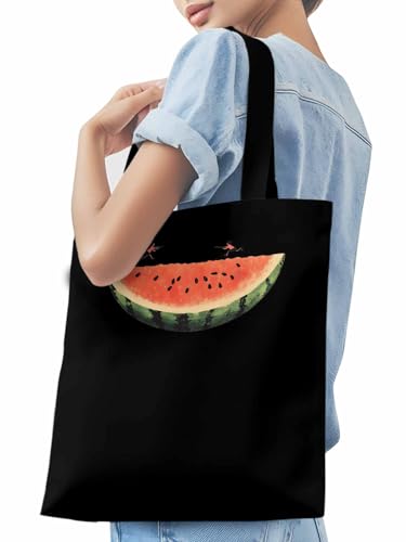Canvas Tote Bag, Vintage Watermelon Print Aesthetic Canvas Tote Handbags for Women Shoulder Bag,3