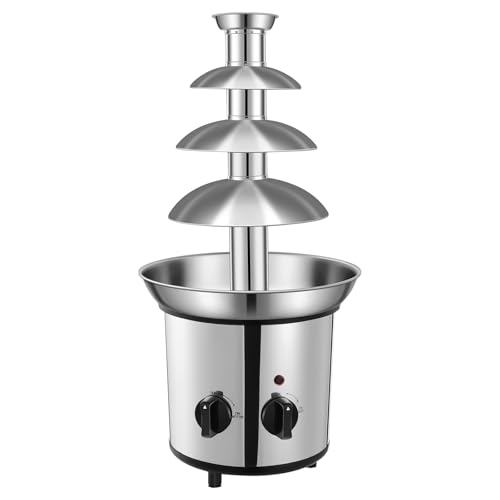 Chocolate Fountain Machine – Electric Stainless Steel Fondue Fountain, 4-Tier,...