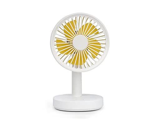 PRECHANA USB Mini Fan 3 Speed Adjustable with LED Night Light Desktop USB Mini Fan Rechargeable Battery Operated Summer Cooling Desktop Fan with Handy Base for Home kithcen Office Outdoor (WHITE)