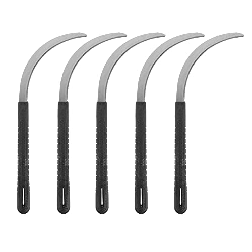 Happyyami 5 Pack Mowing Sickles Black Solid Plastic Handles Handle Light Serration for Gardening Manual Weeder Root Remover