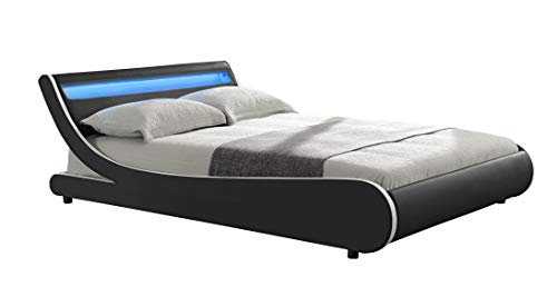 DFM Comet LIT PU Noir liseré Blanc A LED 140X190 CM