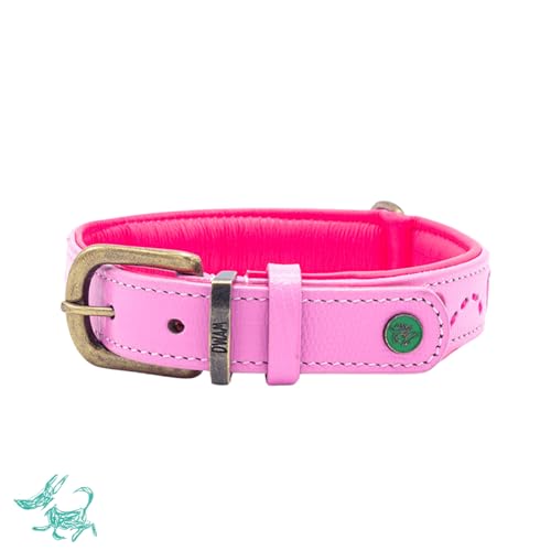 DWAM Dog with a Mission – Hundehalsband - Verstellbar - Weichem Leder – Rosa – L – Leder – Halsumfang zwischen 38–47 x 2,5 cm – Sweety