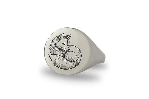 Bague renard argent 925 massif homme femme - Signet gravé & chevalière bijoux animaux