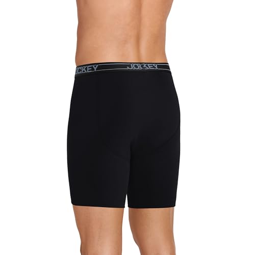Jockey Men's Underwear Lightweight Cotton Blend 7" Long Leg Boxer Brief - 4 Pack, Black, 2XL3
