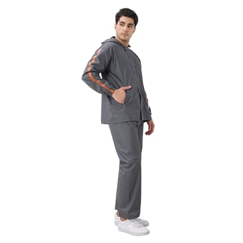 Image of Citizen Designer Rain Suit for Men, Special Slub Rubberized Fabric, Heavy PVC Coating, Heavy Duty Zipper, Reflective Back Print, Inbuilt Cap, Elastic Cuff, Designer Tapping Series