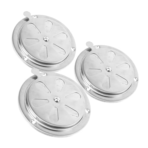Hemobllo 3pcs Stainless Steel Damper Intake Vents Dampers Replacement Adjustable Accessories Parts Grill Air Louver Boat Cabin Vent Covers for Roof Boat Stainless Steel Vent Silver