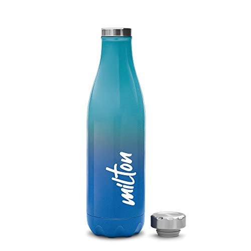 Image of Milton Aura 1000 Thermosteel Bottle, 1.05 Litre, Dark Blue & Milton Prudent 500 Thermosteel Water Bottle, 500 ml, Blue