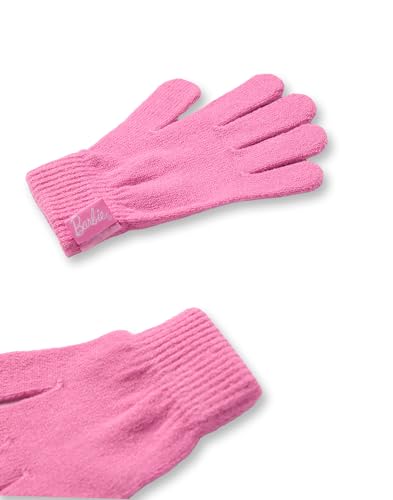 Barbie Girls Pink Fair Isle Beanie and Gloves Set - One Size | Winter Knit Accessories for Kids Fair Isle Design4