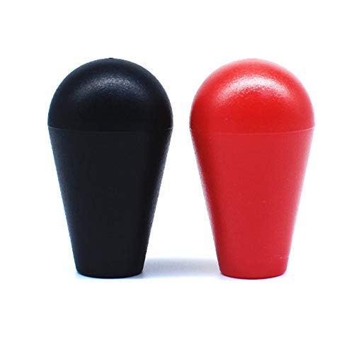 Arcity 2 Pcs Arcade Joystick Oval Bat Top Topper Knob Ball Top Handle Knob American Type Style Black and Red for Zippy SANWA SEIMITSU Arcade1up Machine Console Cabinet New, HY-PJ092-1