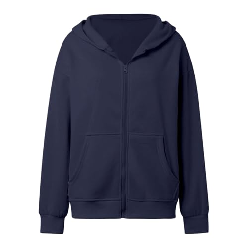 KIKX0DE Women Zip Up Hoodies Lightweight Oversized Sweatshirts Loose Fit Ladies Long Sleeve Solid Jackets3