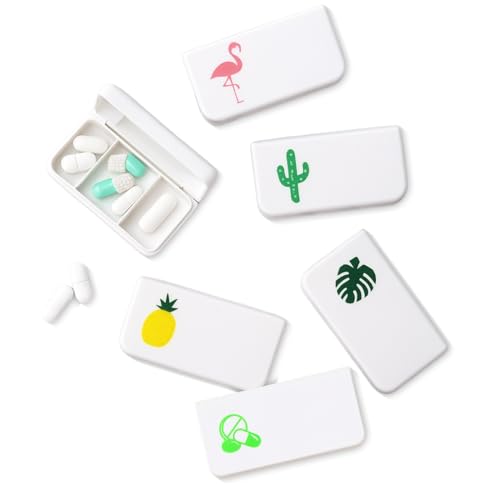 COYUN 5 Pcs Portapillole, 3 Scomparti Mini Portapillole, Portapillole in Plastica, Portapillole Tascabile, Portapillole da Viaggio Portatile, per Conservare Vitamine e Medicinali, ecc