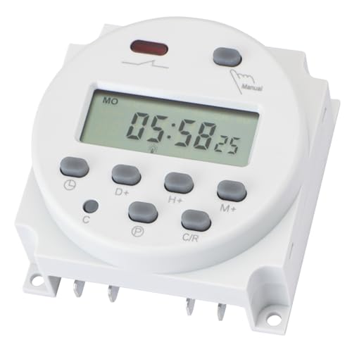Wengart Interruptor Temporizador CN101,ACDC12V relé de Tiempo programable semanal,Pantalla LCD Digital,1M ~ 168H,Control Manual/automático,Adaptable a una Variedad de tareas de sincronización