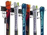 SEHERTIWY Wall Mounted Ski Rack, Skis Holder Holds 6 Pairs of Skis, Ski Storage for Home and Garage Storage, Heavy Duty, Holds Up to 300lbs (Black)