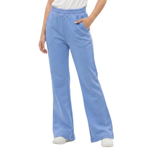 Image of WELAKEN Girls Sweatpants for Casual & Athletic - Kids Flared Pants Bell-Bottom Trousers with Pockets