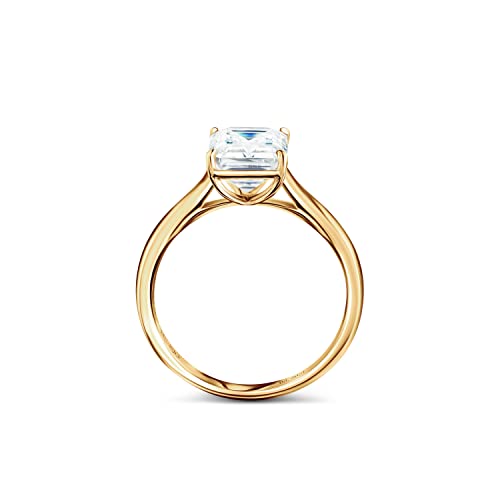 ISAAC WOLF Certified 10k Gold 3 Carat Ring Emerald Cut Moissanite Rings For Women Solitaire Wedding2