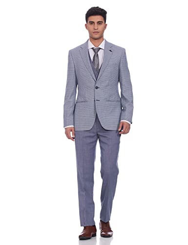 Image of Raymond Wool Blend Men's Full Sleeve Contemporary FIT Dark Blue Formal Suit
