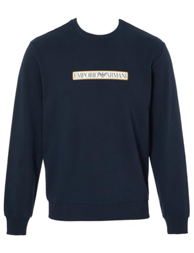 Emporio Armani Men's Emporio Armani Men's Brushed Terry Crew Neck Sweater Sweatshirt, Navy, XL UK